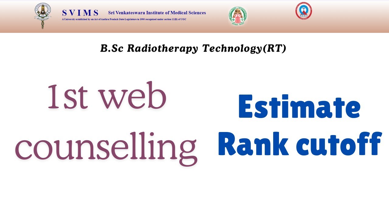 SVIMS B.Sc Radiotherapy Technology RT Estimate Rank cutoff #radiotherapy  #radiologytechnologist