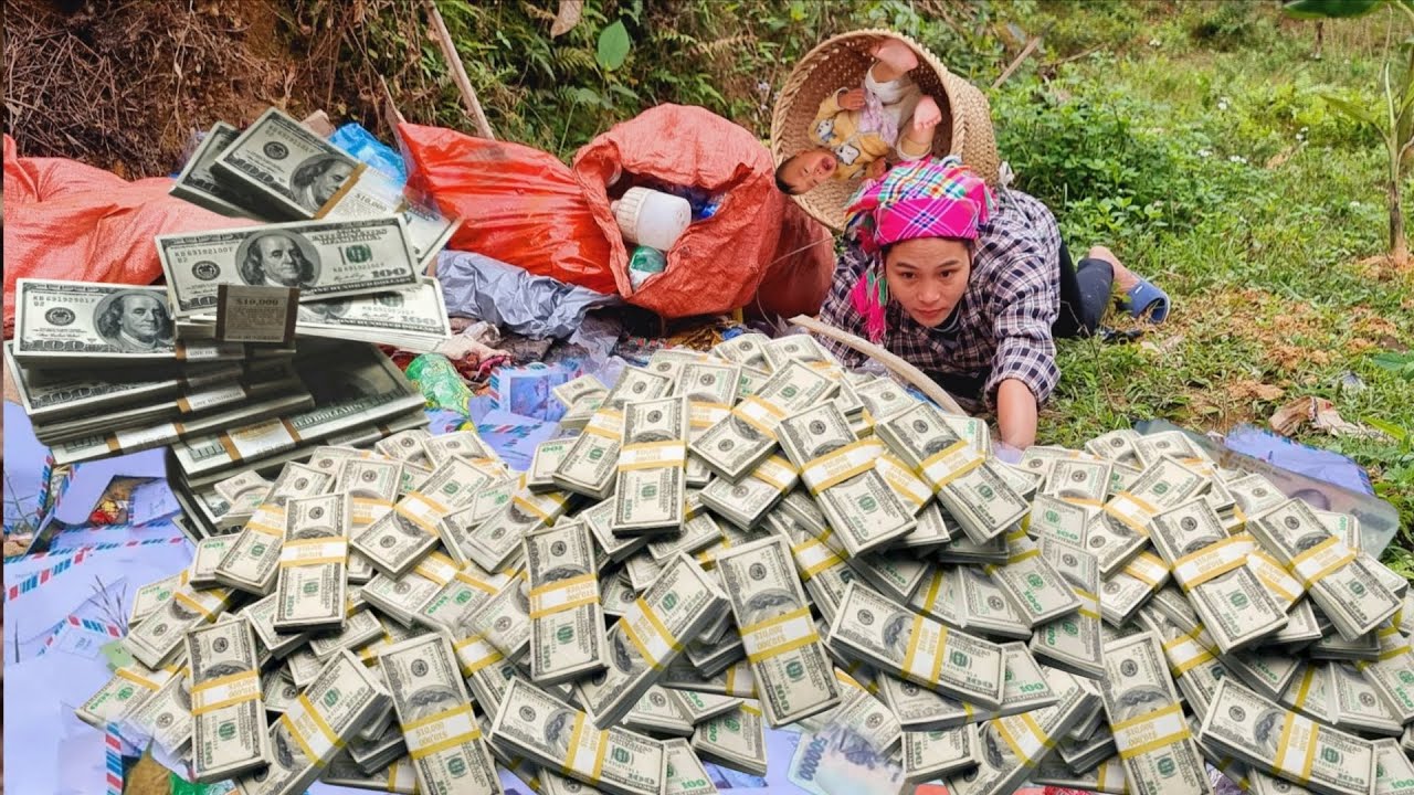 Rural girl surprised to find large amount of money in garbage dump