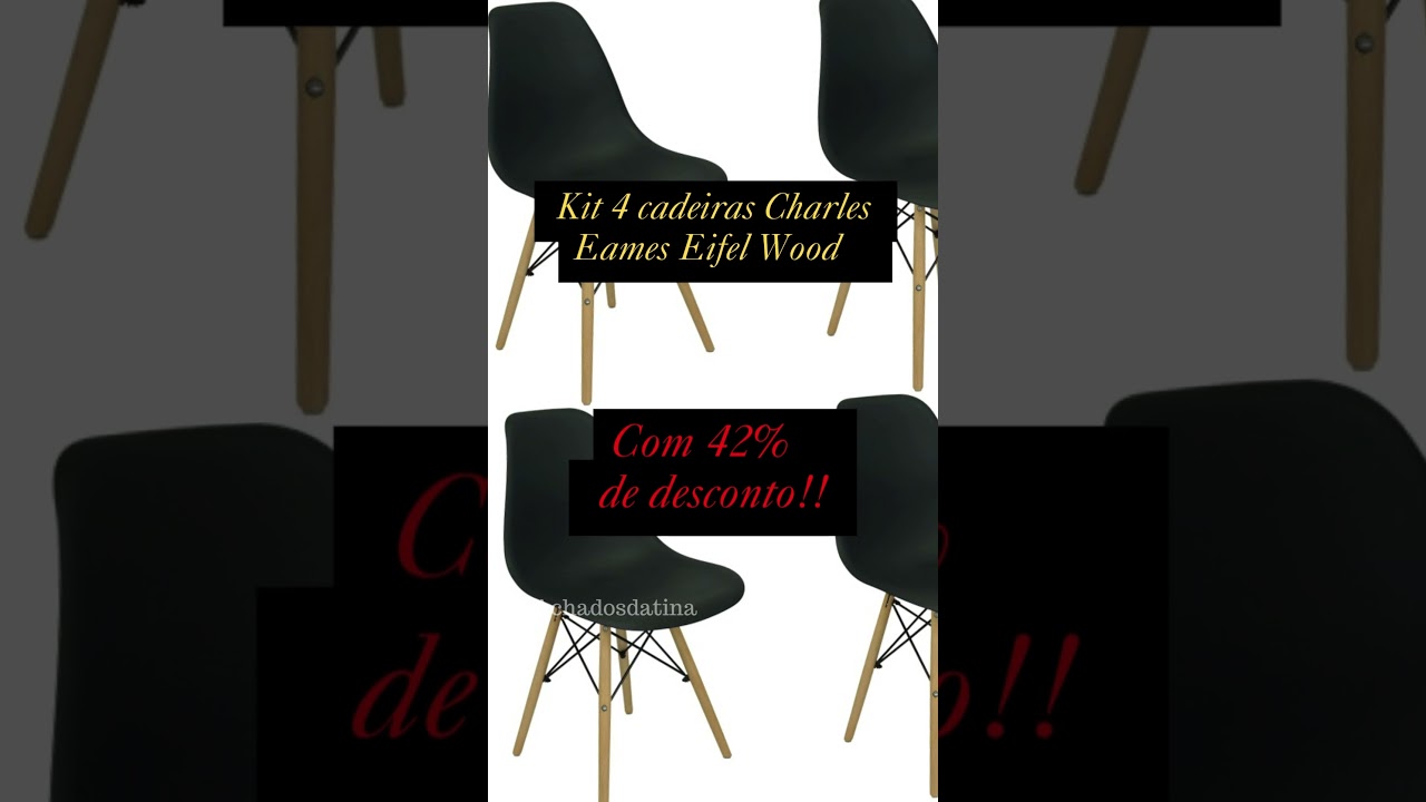 Kit 4 Cadeiras Charles Eames Eiffel Wood Design