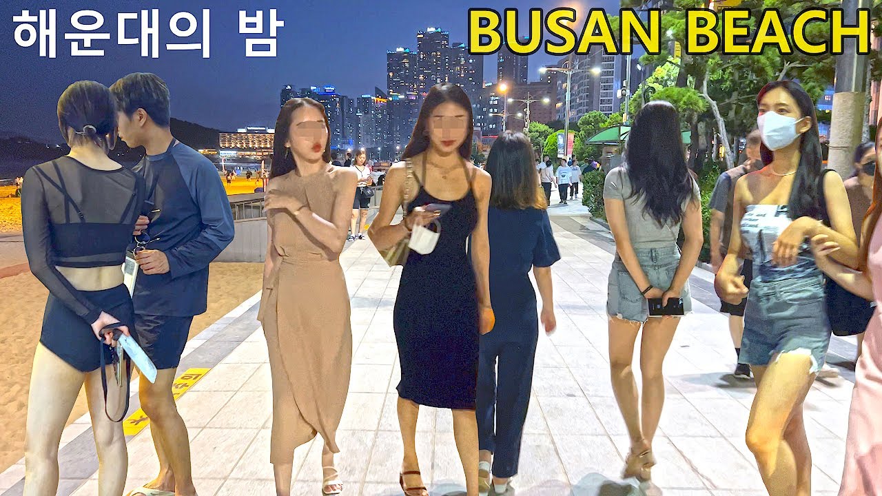 [4K 한여름 밤의 해운대 주변 거리 😀😀😀]- 여름이면 더욱 더 멋진 해운대 주변 거리를 함께 걸어주세요 👍👍👍해운대 넘 멋지네요 😊😊😊BUSAN/KOREA/JUST WALK