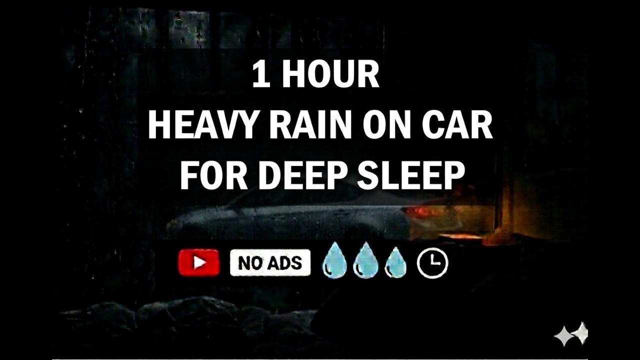 Heavy Rain on Car Sounds for Sleep • 1 Hours • Black Screen • No Ads