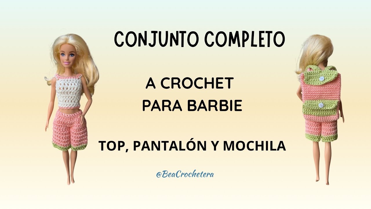 Tutorial paso a paso  completo: camiseta blanco roto, pantalón corto y mochila en salmón y verde