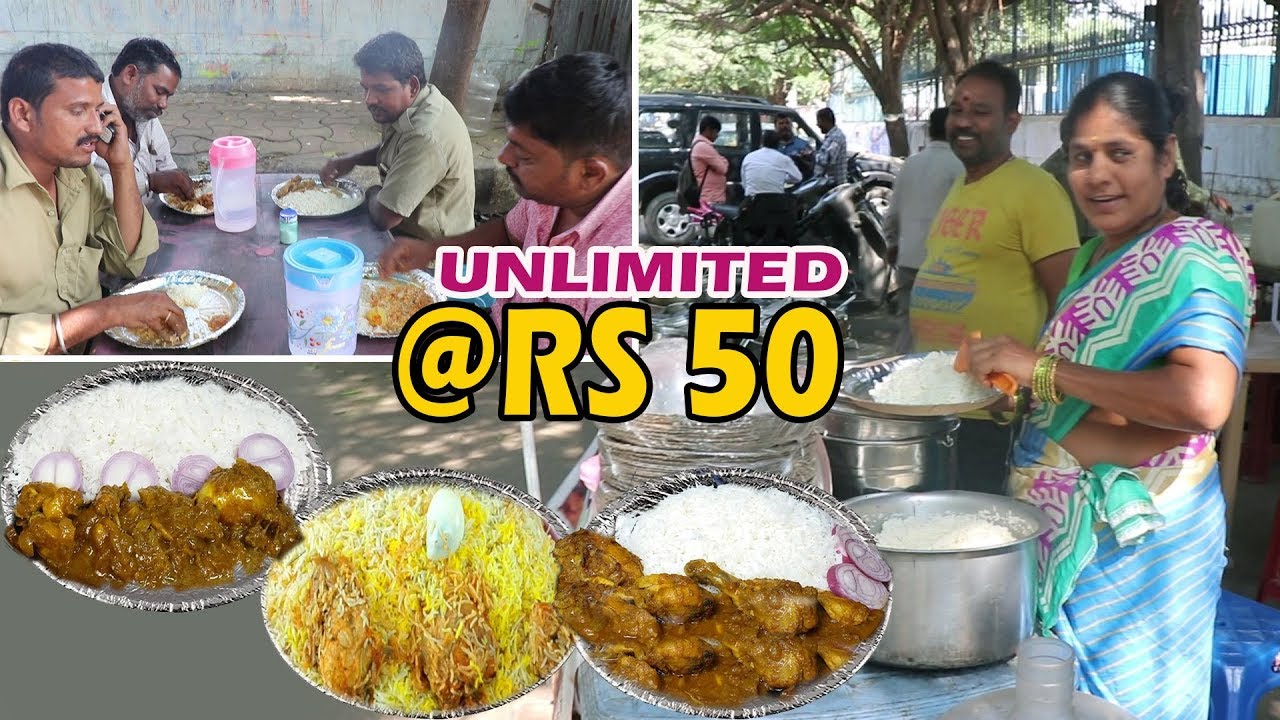 Famous Aunty Selling Roadside UNLIMITED Meals @50rs | Best Street Food Videos | Food Bandi