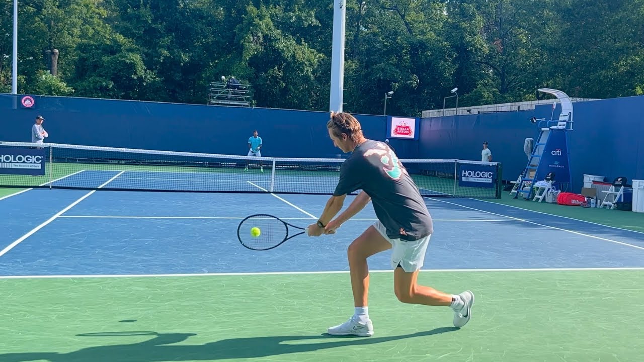 Sebastian Korda (w/ Felix Auger Aliassime) - Court Level Practice (Citi Open)