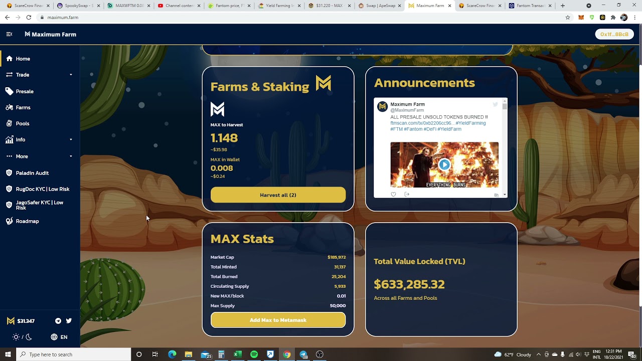 $350 daily rewards MAXIMUM FARMS FTM