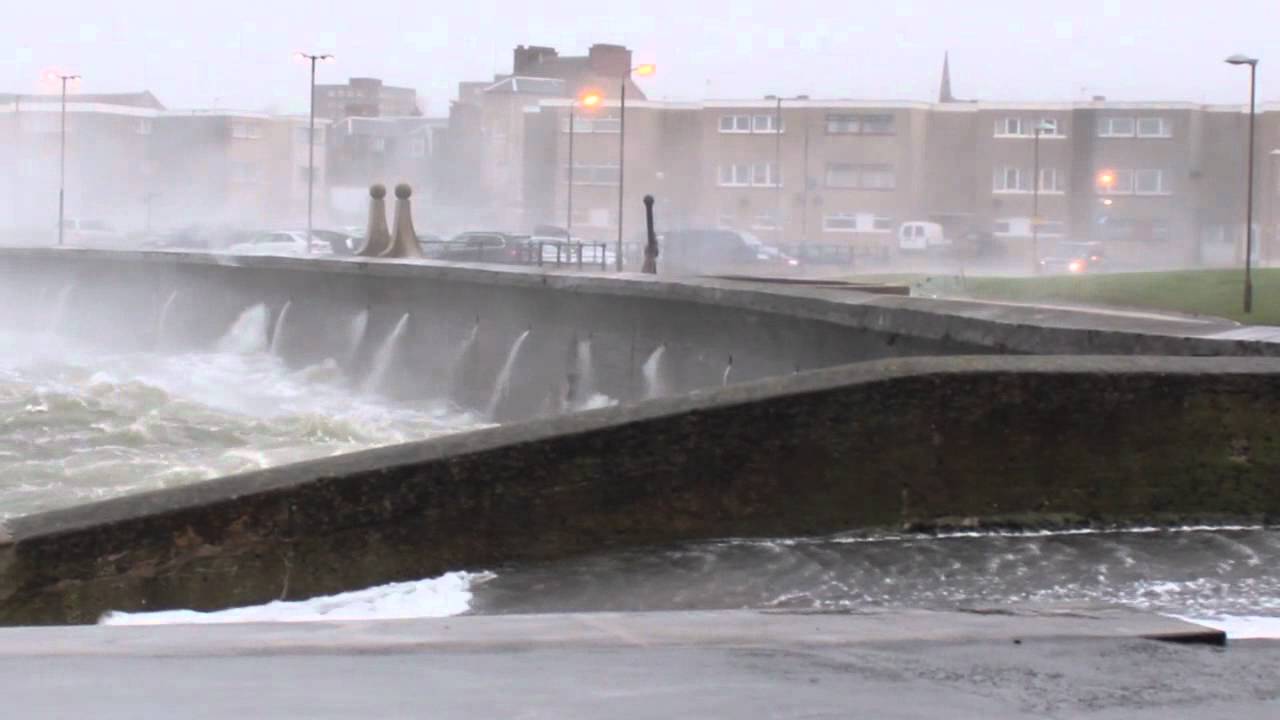 Saltcoats Harbour in a storm