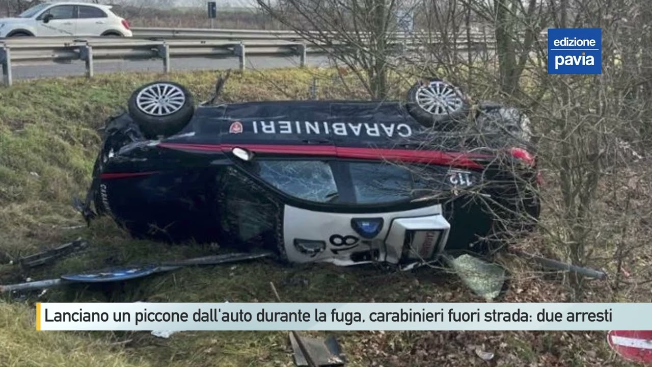 In fuga dai carabinieri, lanciano un piccone che sfonda il parabrezza della gazzella: 2 in arresto
