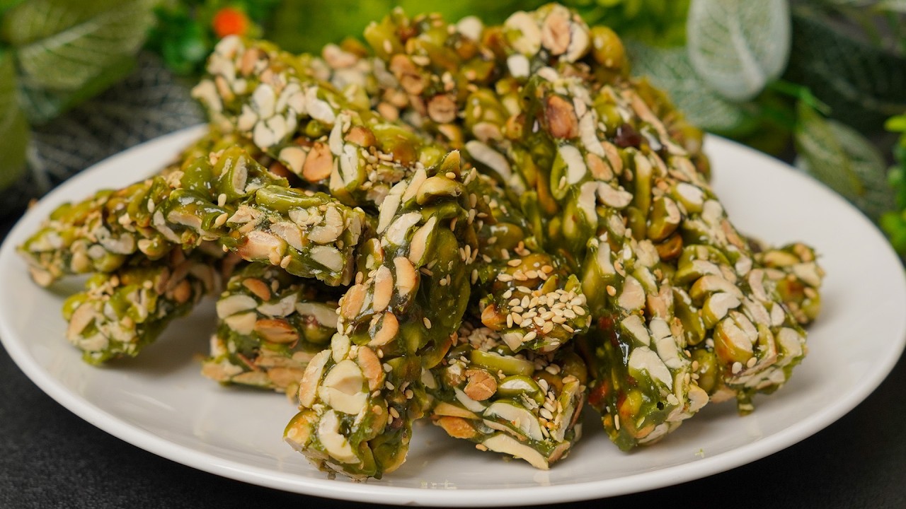 Kẹo Lạc Trà Xanh Giòn Rôm Rốp | Béo Bùi, Đậm Vị Matcha, Không Dính Răng – Bếp Nhà Giang