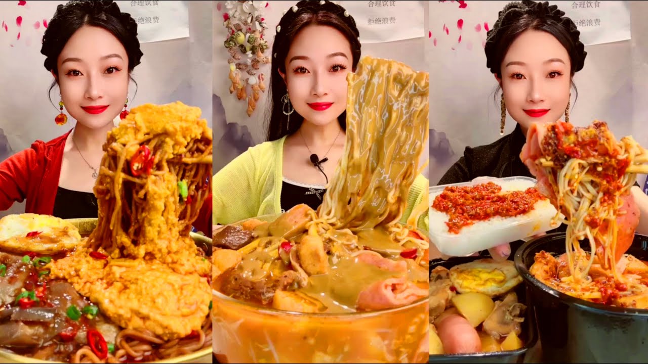 Big Bite ASMR Spicy Noodle Soup Mukbang | 중국먹방 면 | 불닭볶음면 중국먹방