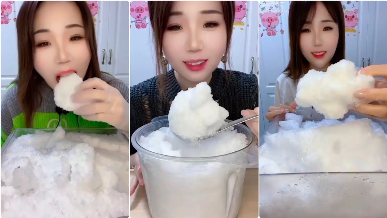 WHITE ICE EATING ASMR 💙 ICE EATING ASMR 💙 Snow-white ASMR 💙