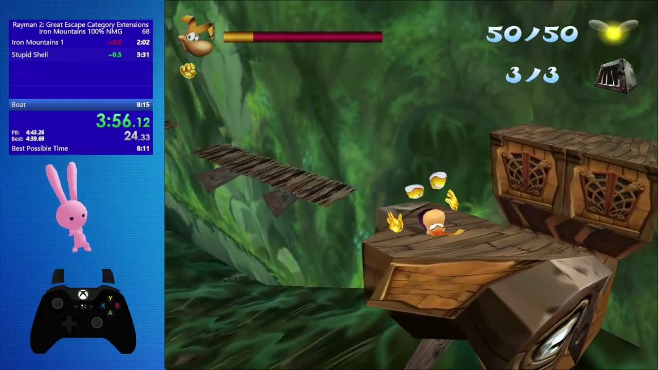 Rayman 2: The Great Escape, Iron Mountains 100% NMG Speedrun in 8:13.10 [LRT]