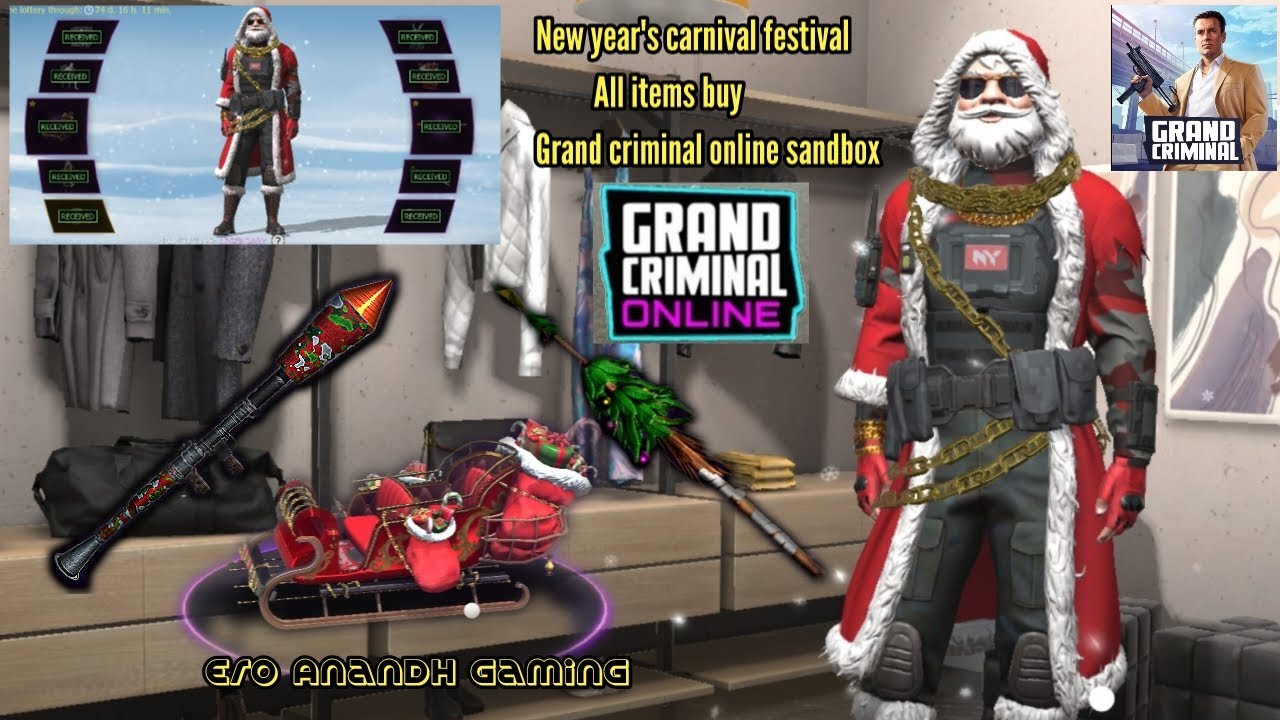 New Year's carnival festival event in grand criminal new santa items rpg and sword