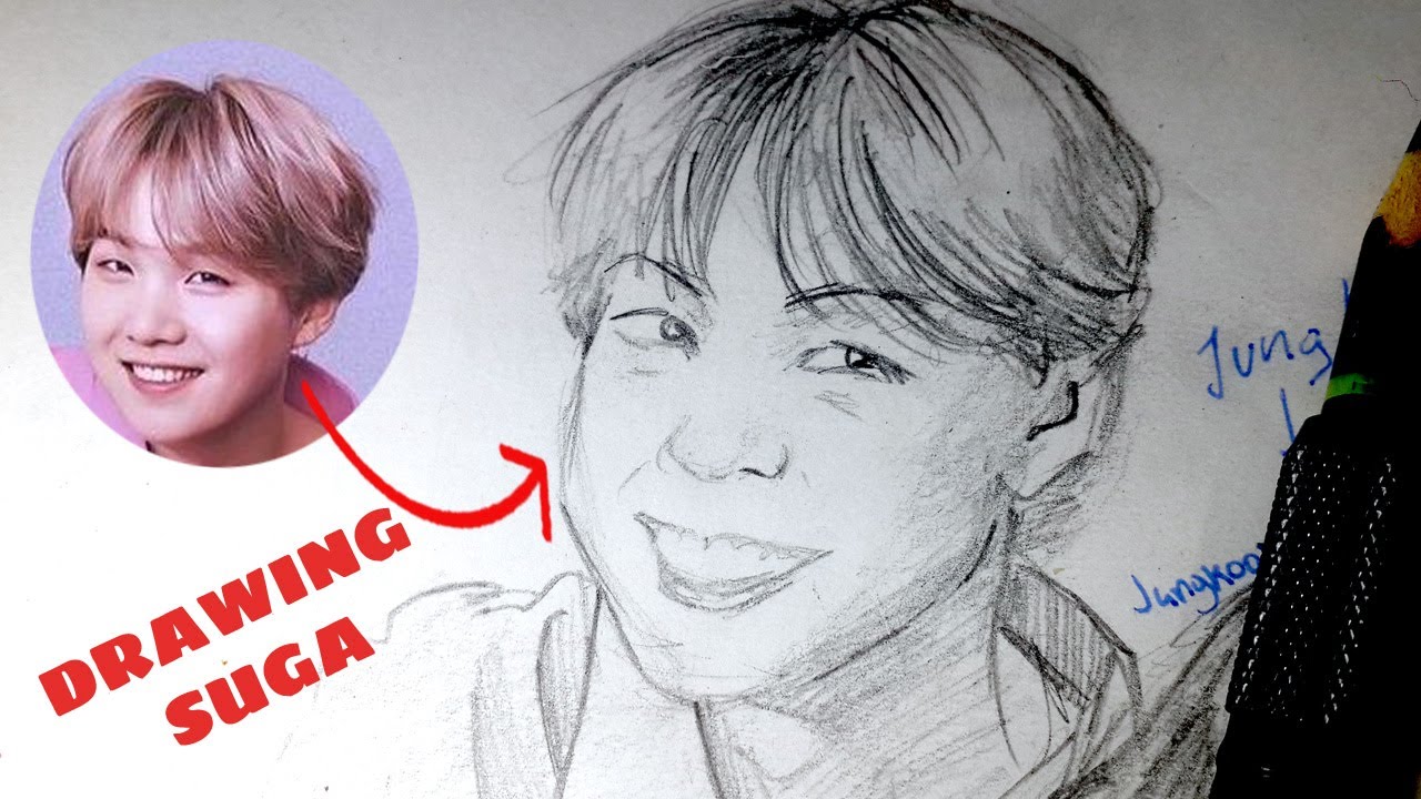 Aprende a dibujar a SUGA de BTS paso a paso ✏️💜