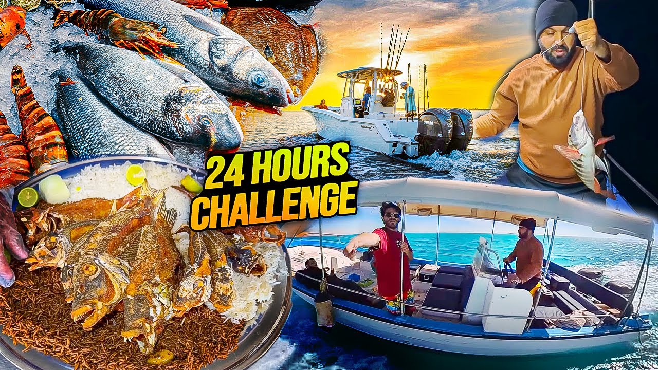 Spending 24 Hours on Boat Challenge 🚤 Nasser ne Pakri Boht Saari Fishes 🎣