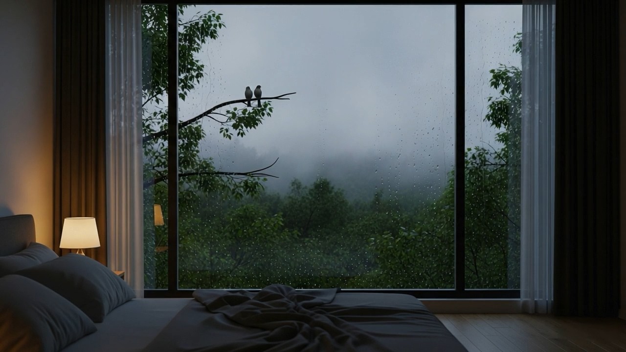 Rainy Night and Gentle Music 🌧️ Fall Asleep Fast & Sleep Better