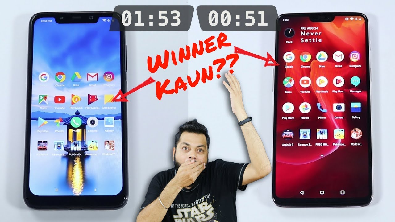 YE KAISE HUA?? PocoPhone F1 VS OnePlus 6 SPEED TEST ☀☀☀