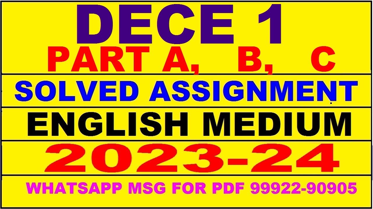 dece 1 solved assignment 2023 | dece 1 solved assignment in english 2023-2024 | dece 1 2023