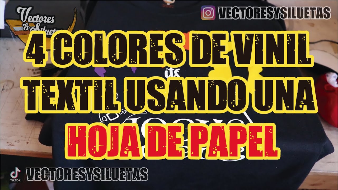 4 colores de vinil textil usando una hoja de papel