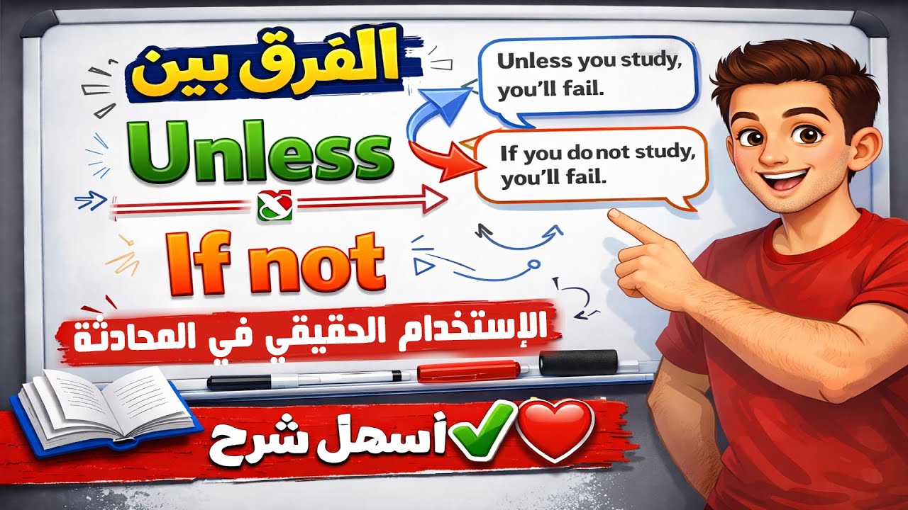 الفرق بين Unless و If not في الاستخدام الحقيقي للمحادثة الإنجليزية - أسهل شرح✅❤️