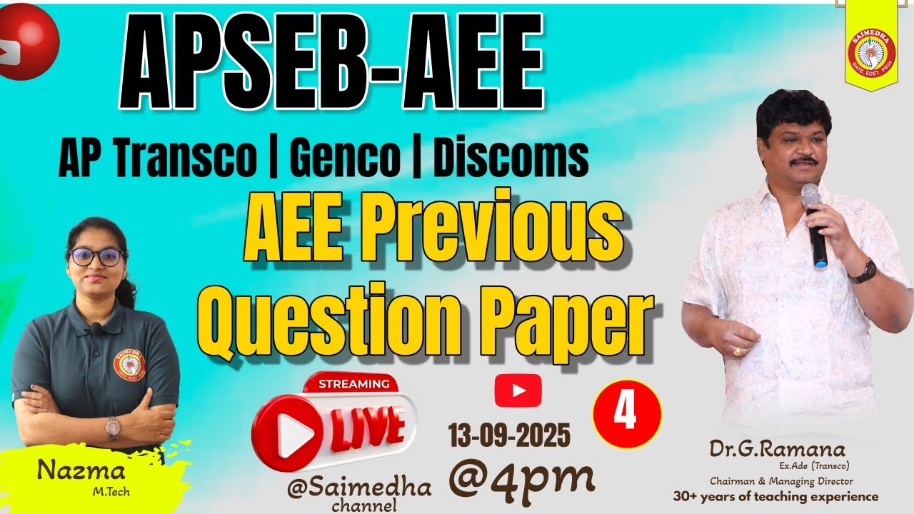 GENCO - TRANSCO - DISCOMs | AE/AEE - Electrical | Previous Questions Part_4 #genco #transco saimedha