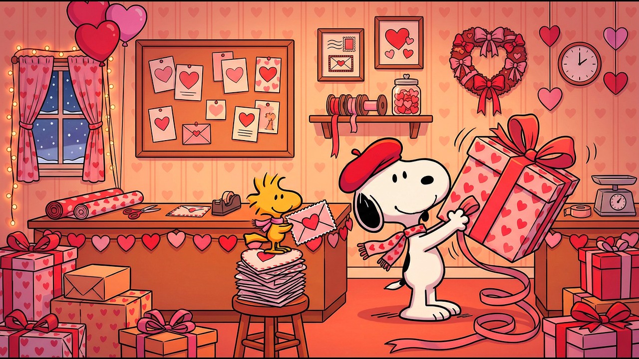 Cozy Valentine Gift Shop Lofi with Snoopy 🌹 Heartwarming Crafting Vibes | Romantic Study & Chill