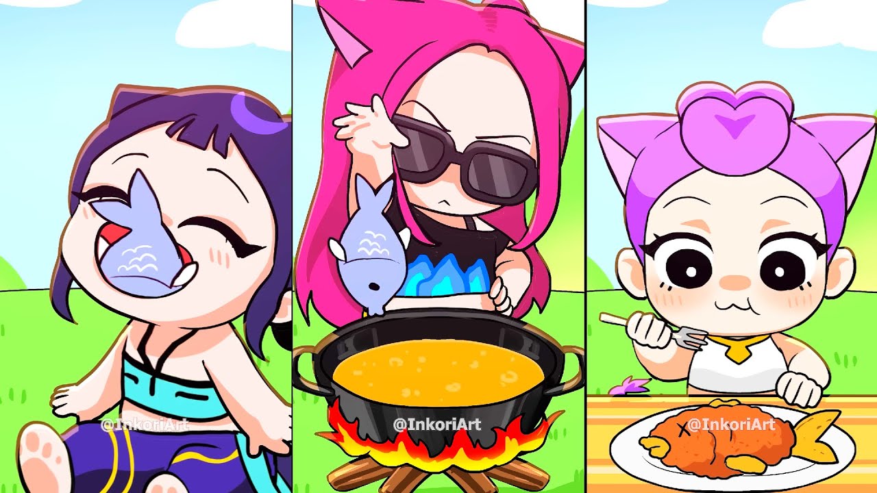 Rumi, Zoey and Mira cats go fishing - Which cat do you like ? | KPop Demon Hunters Mix