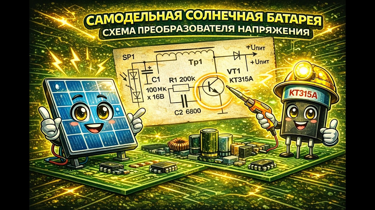 Самодельная солнечная батарея   Схема преобразователя напряжения