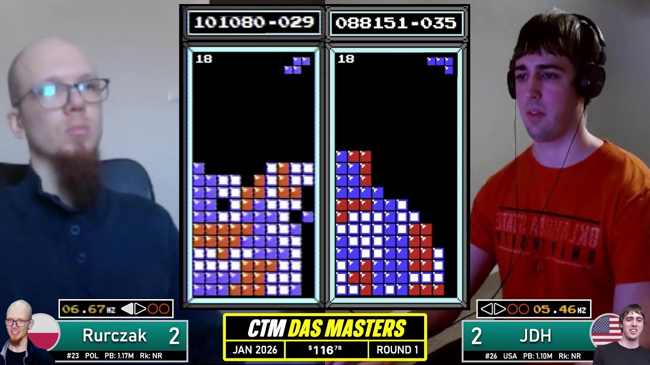 DAS MASTERS JANUARY 2026 R1R2 | HEPPS POOPY RURCZAK JDH | CLASSIC TETRIS MONTHLY