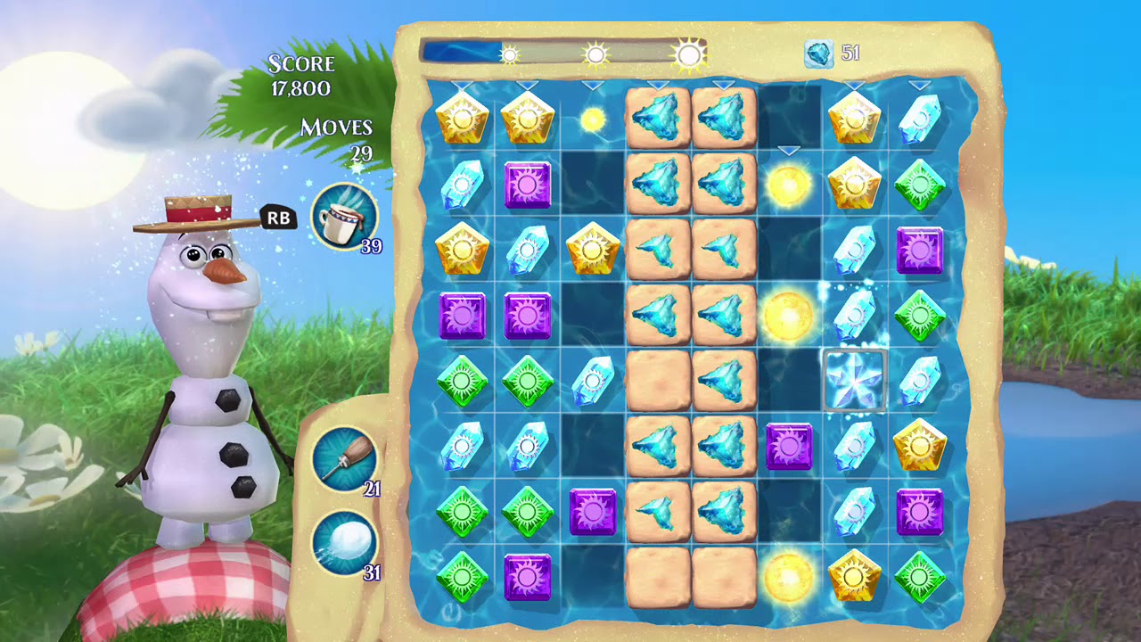 Frozen, Free Fall: Snowball Fight, Summer Level 3, Walkthrough, No Power Up, Amazing