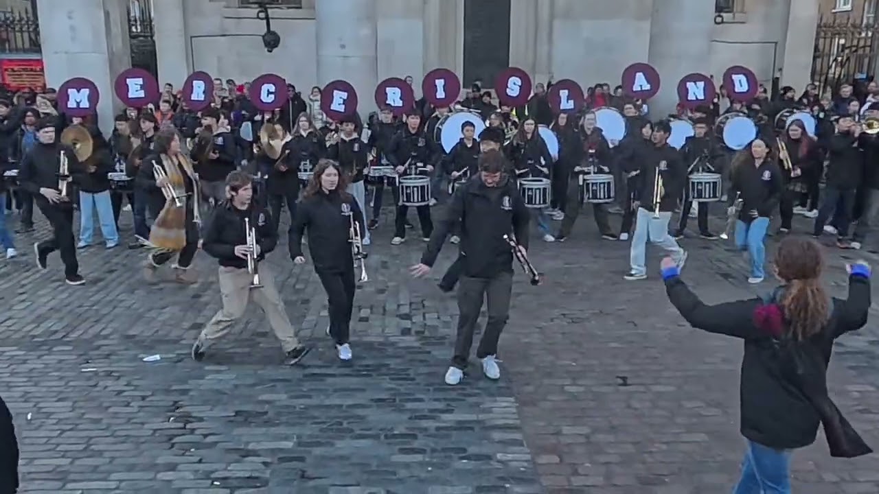Mercer Island High School Marching Band performance at Covent Garden, London, 2025