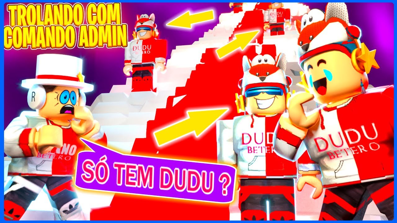 TROLEI COM COMANDO ADMIN NA ESCADONA DOS YOUTUBERS DE ROBLOX😂
