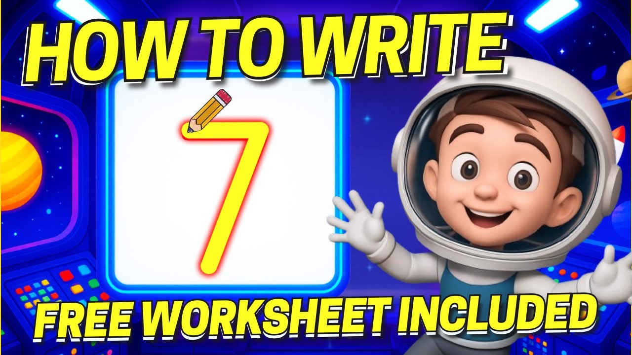 Learn to Write Number 7 - Interactive Writing Lesson + Free Worksheet (Coco + Super Simple Inspo)