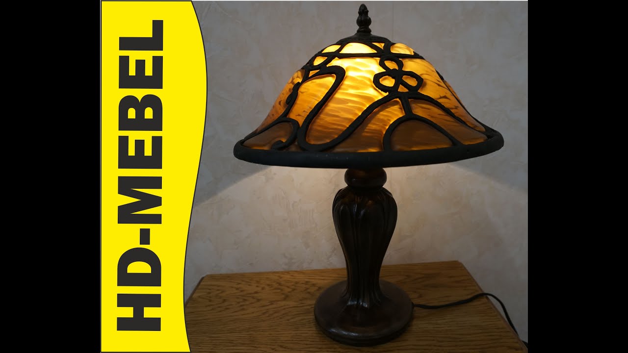 www.HD-MEBEL.pl *** LAMPA STYLOWA ANTYCZNA TIFFANY Z WITRAŻOWYM KLOSZEM ŚREDNICA 34 CM