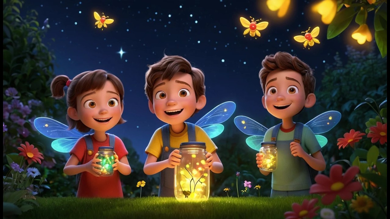 Four Little Toy Fireflies Glow Glow Glow 💡 | Nighttime Light-Up Song for Kids