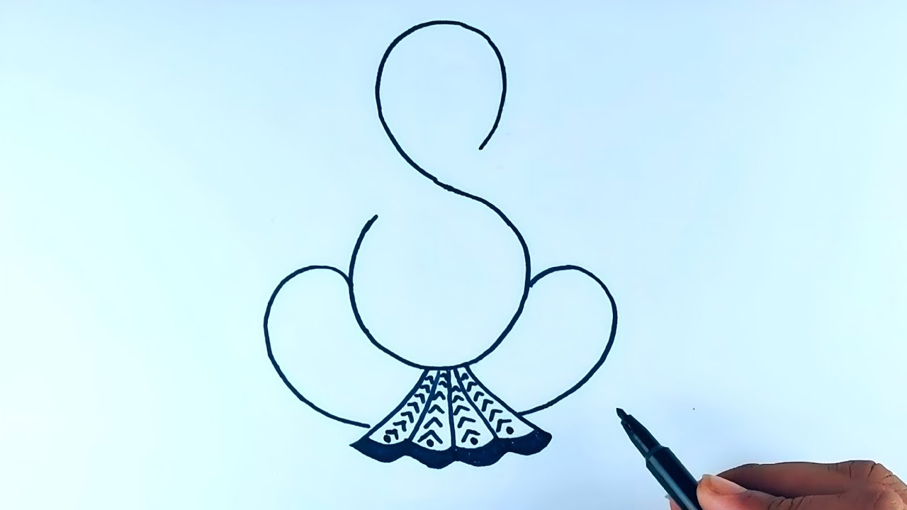 Easy Lord Ganesha drawing from S letterstep by step | Vinayagar drawing | Ganesh Chaturthi drawing