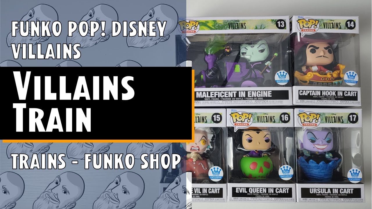 Funko Pop Villains Train - Maleficent, Captain Hook, Cruella De Vil, Evil Queen and Ursula