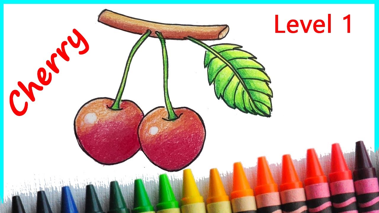 Easy way to Draw Cherry Step by Step for Level 1 Students
