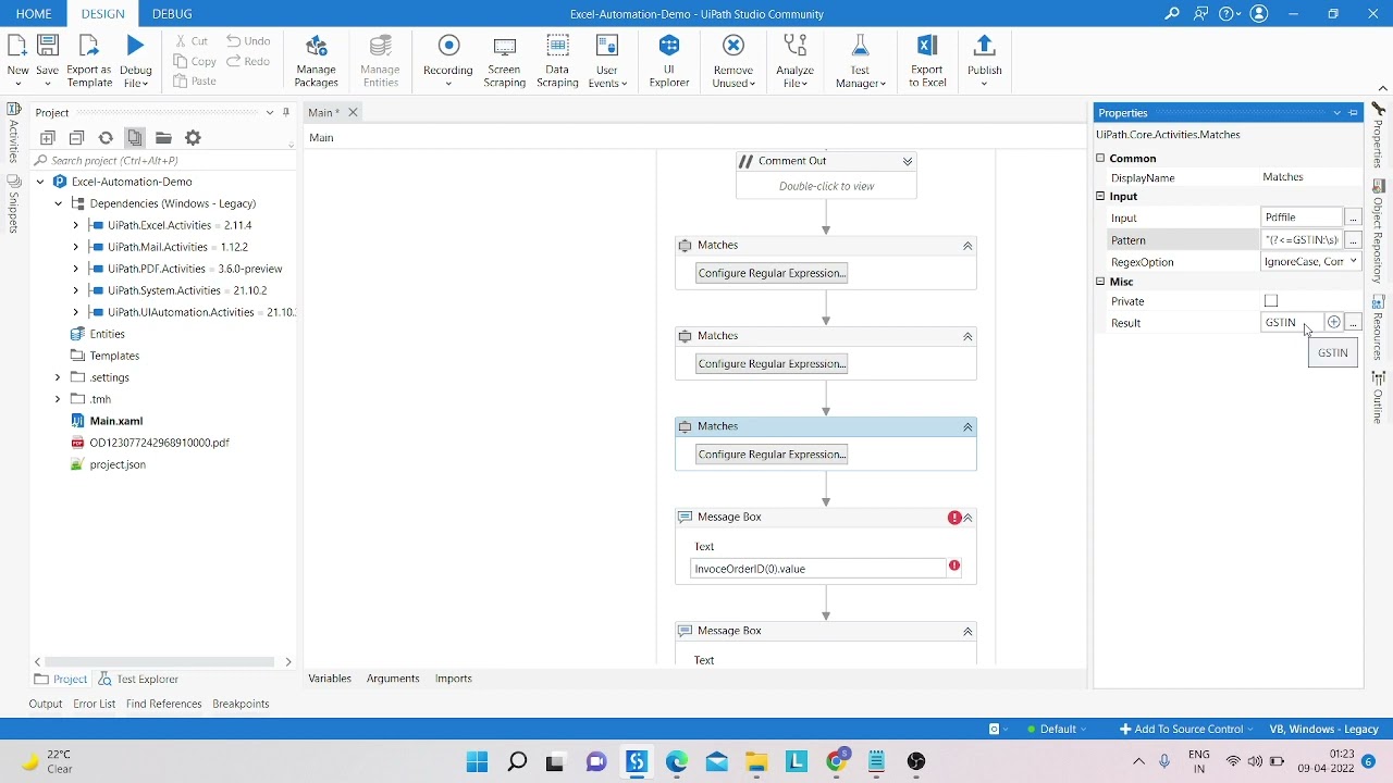 Extract data Use the Regex  From the PDF. #UiPath #Robotic #Process #Automation