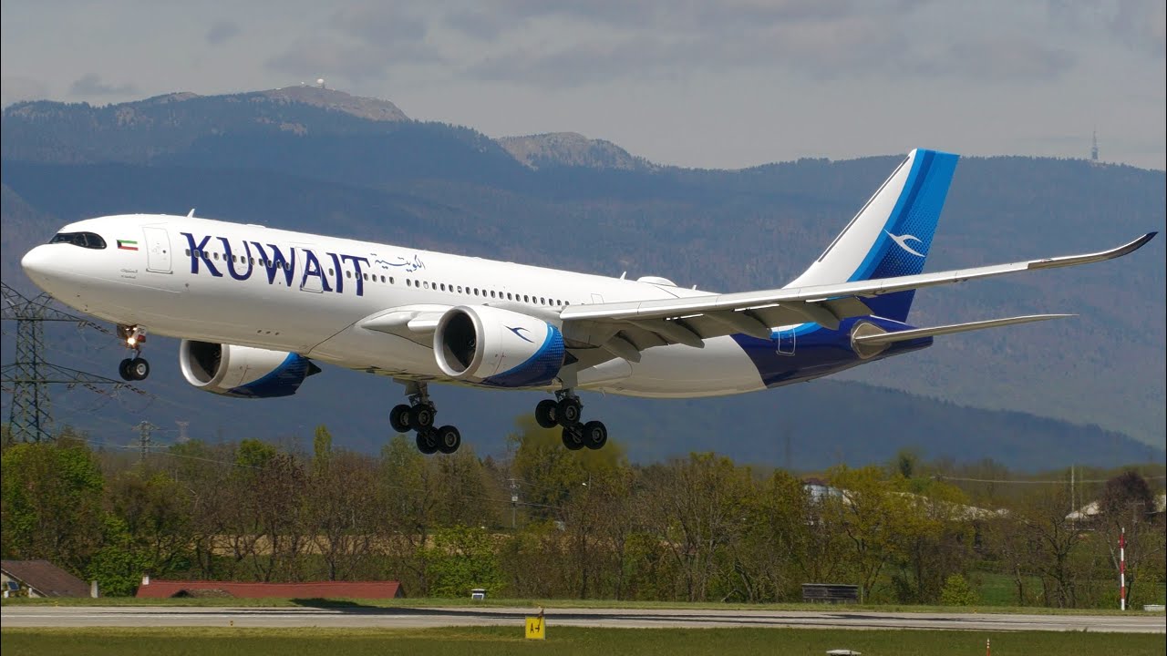 4K | Kuwait Airbus A330-800neo 9K-APG landing at Geneva/GVA/LSGG
