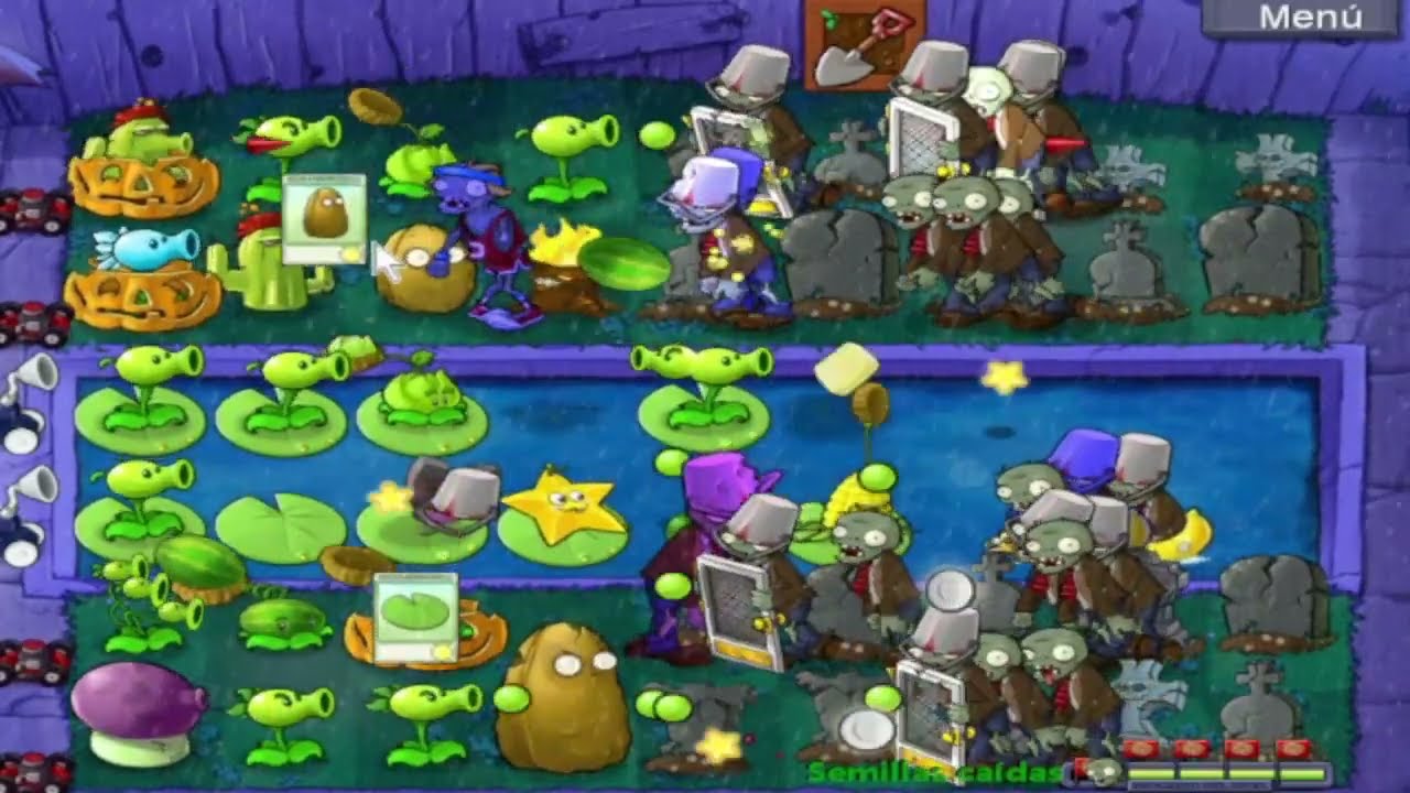 Plants Vs Zombies Plus It's Raining Seeds (no lawn mowers) Hard Mode Mod