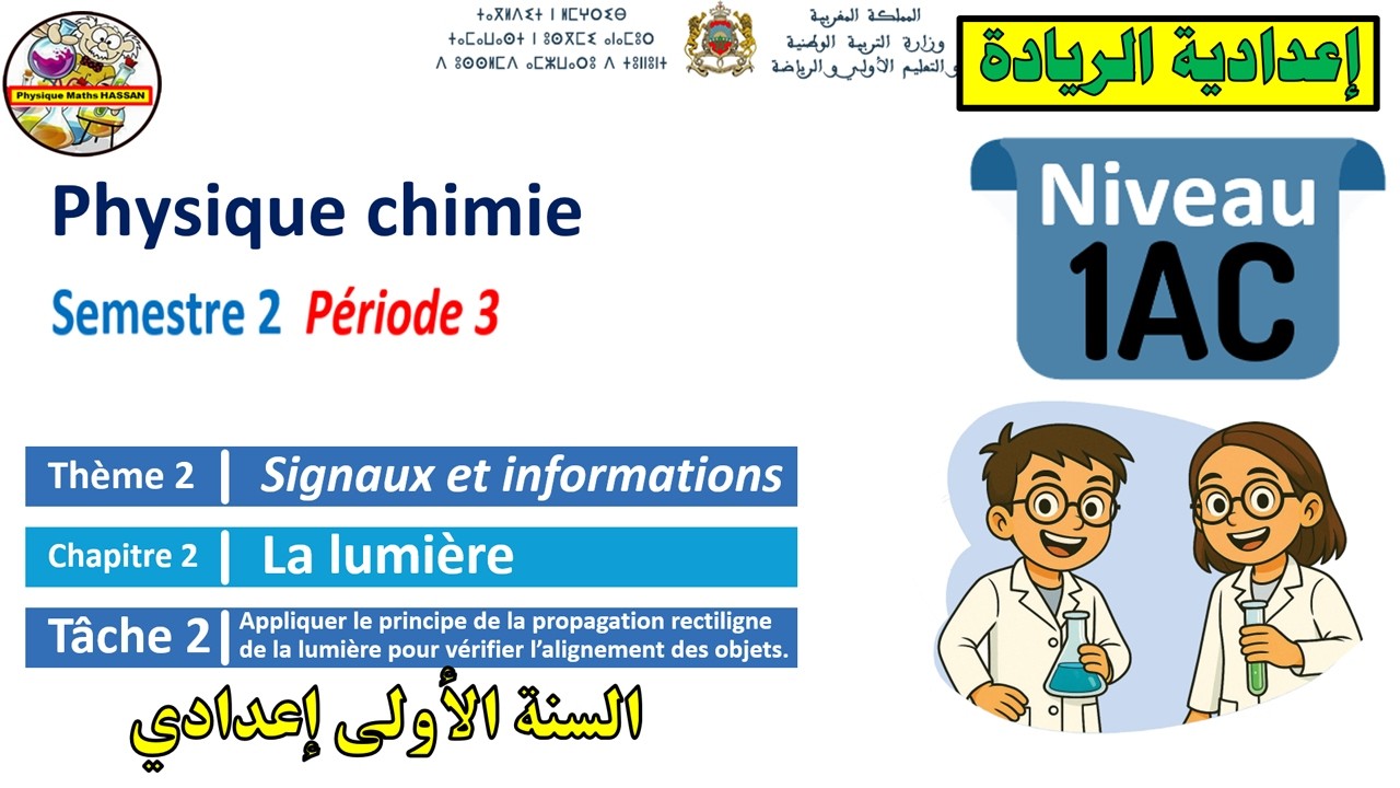 🔴Tâche 2🧾chapitre 2✏️SEMESTRE2🔷Période3🔷Principe de la propagation rectiligne de la lumière🔷PC🔷1AC