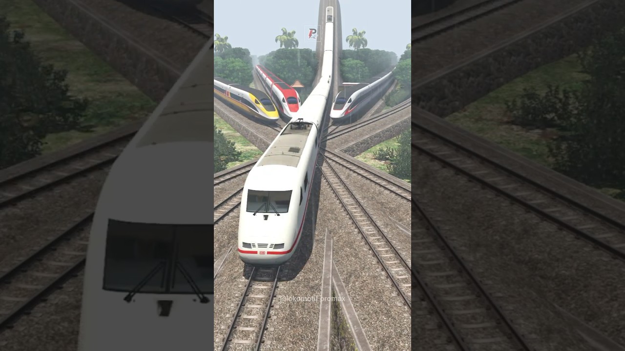 Several ICE 3 High Speed Trains Pass Crossing Queue Heavy Rain #train #railroad #railtrack #railway