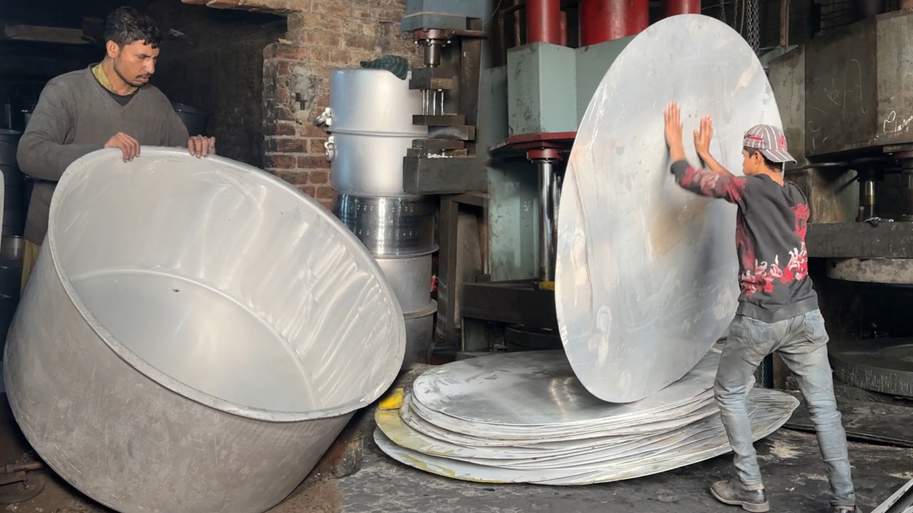 World’s Biggest Aluminum Utensils Making – 75 Inch Aluminum Pots Manufacturing in Factory