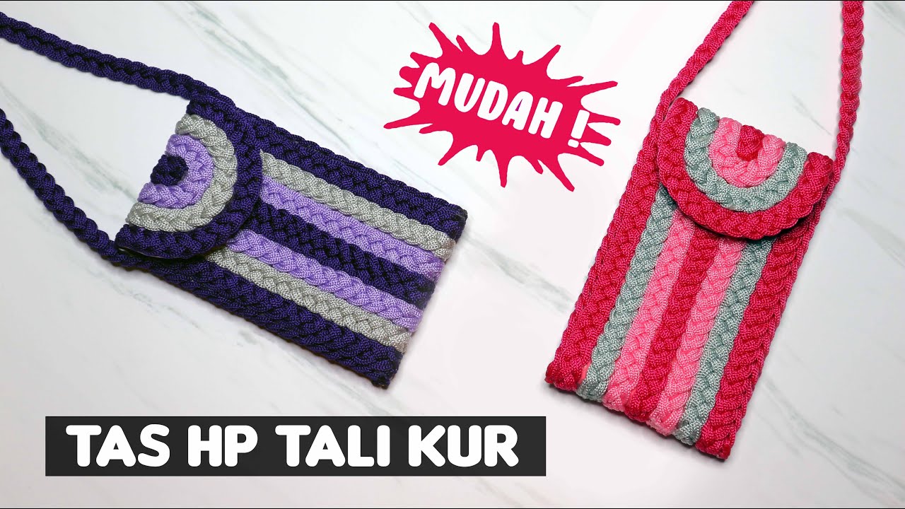 Cara Membuat Tas HP menggunakan Tali Kur ! Mudah Banget | DIY Mobile Phone Bag With Rope