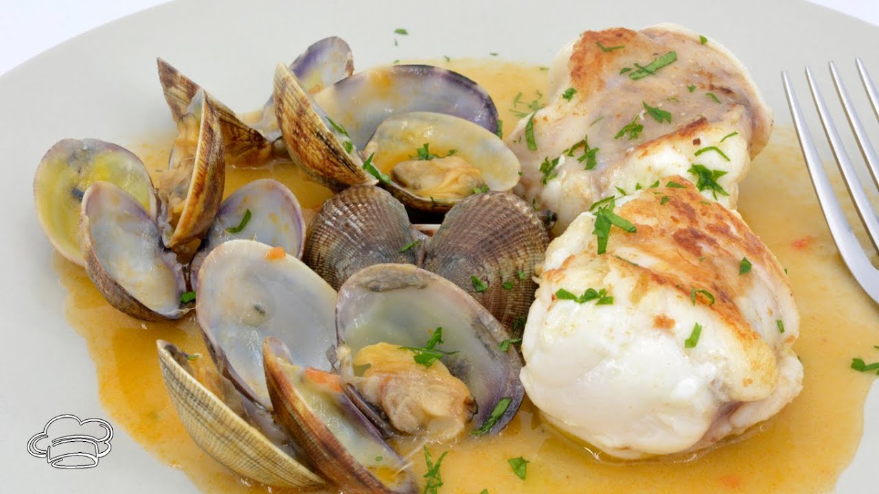 Rape con almejas en salsa - Receta de pescado para Navidad - como hacer rape