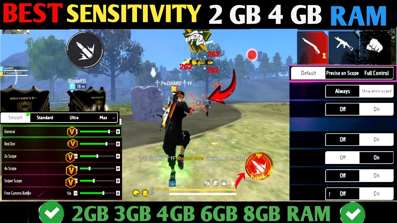 Best Sensitivity ⚡Setting For 4gb 2gb Ram !