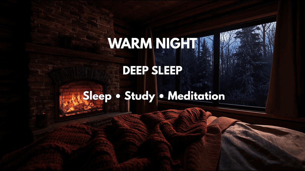 ❄️ Snowstorm & 🔥 Fireplace Sounds for Sleeping | Cozy Winter Cabin Night Ambiance (10 Hours)