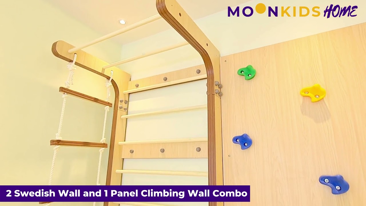 NDCF96   2 Swedish Wall and 1 Panel Climbing wall combo 6