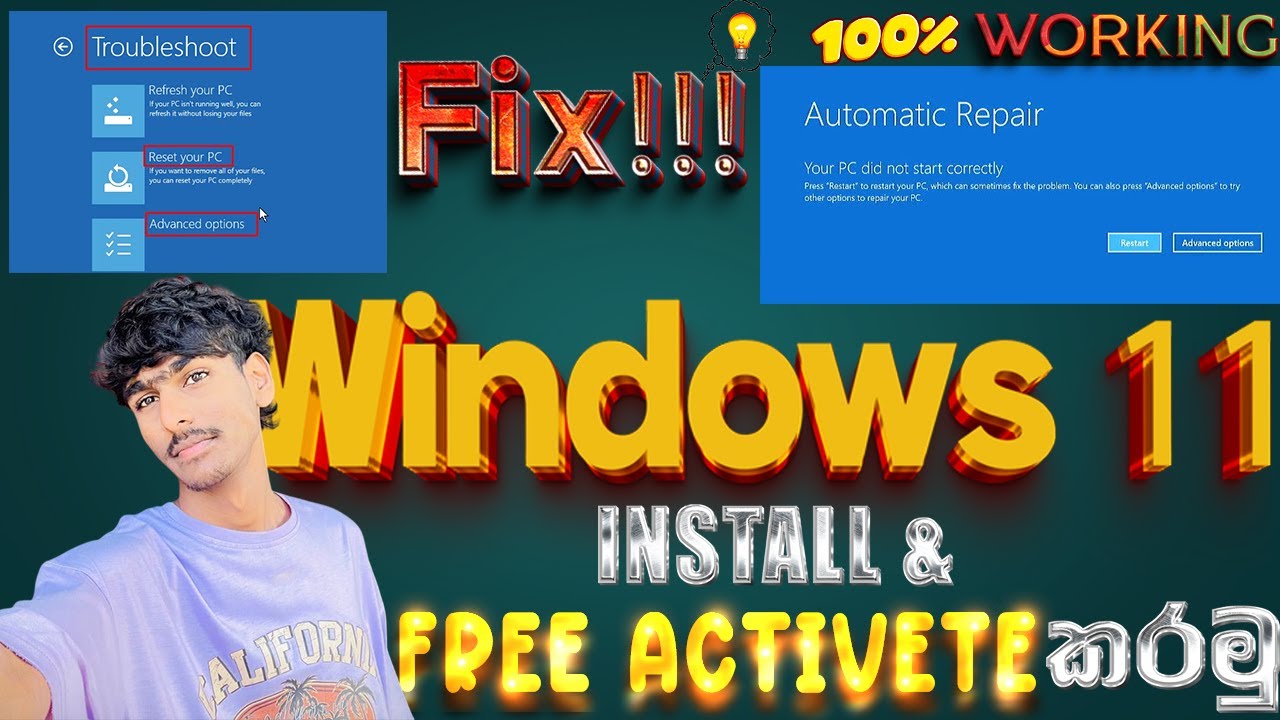 Windows 11 pro free install & Free activated Sinhala & All Windows errors FIX🔧   || @bhanu_scn