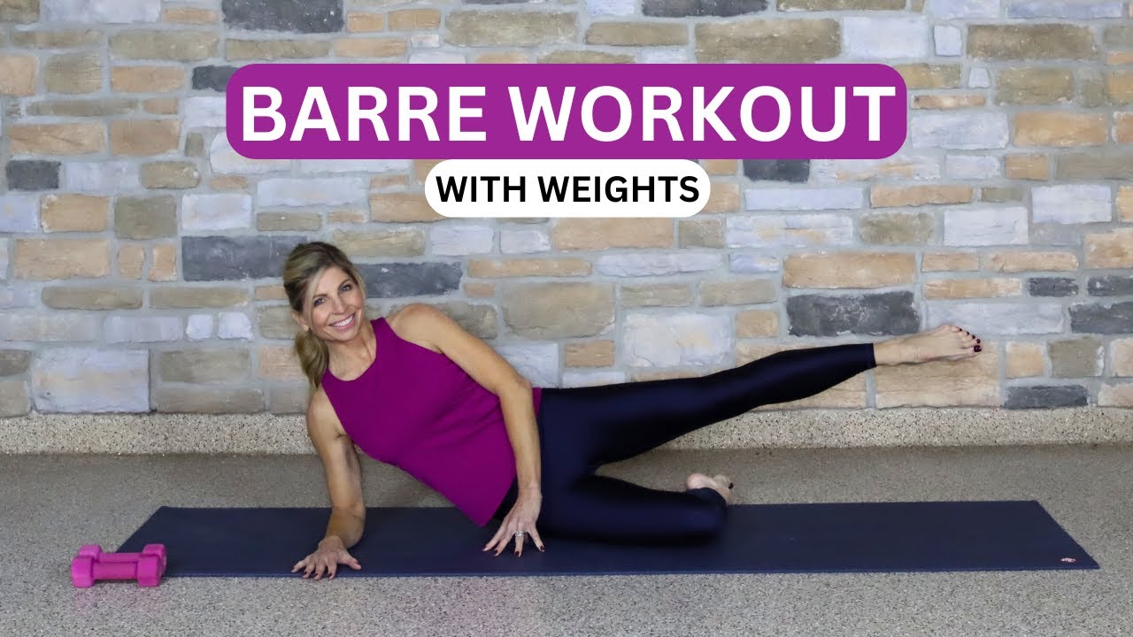 30 Min Barre Workout with Weights (firm and tone) | Yoga 4:13 with Tauni